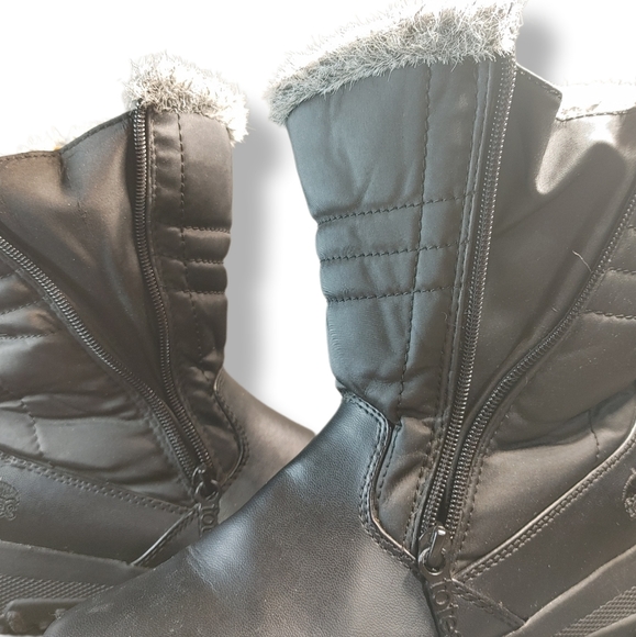 Totes Snow Boots Women’s 8 Henrique Black Winter Waterproof Faux Gray Fur - Picture 5 of 10